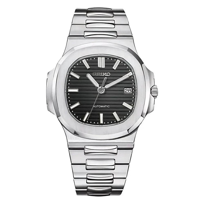 Nautilus Silver & Black Date