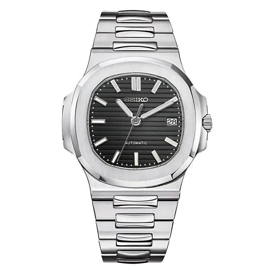 Nautilus Silver & Black Date